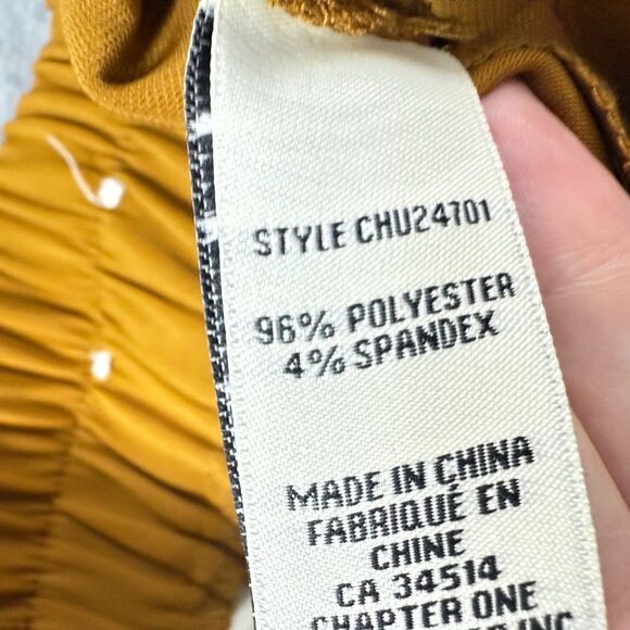 Gold Wide-Leg Pleated Pants Womens Elastic Waist S Polyester Spandex Blend Comfo - Picture 4 of 6